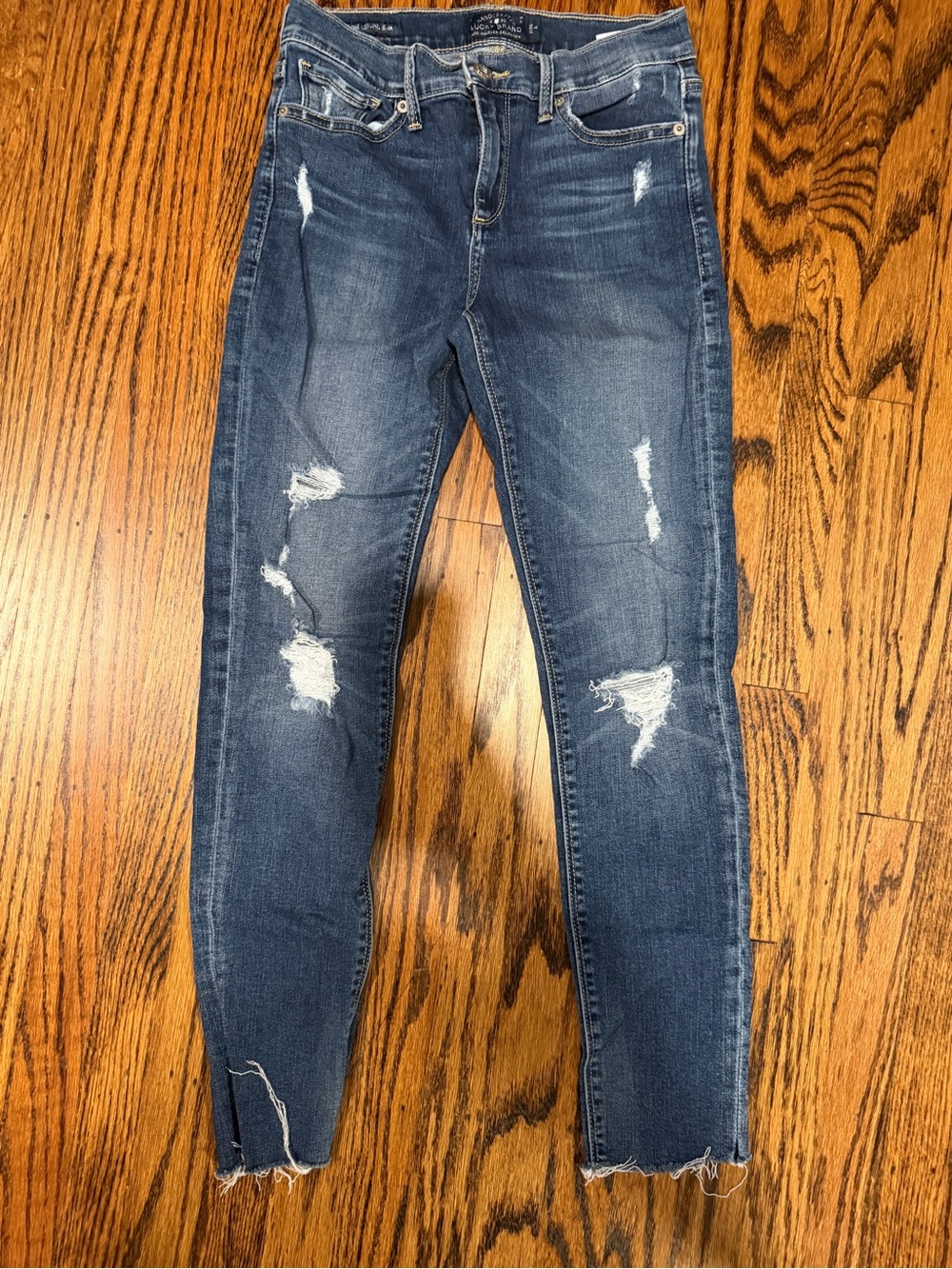 Lucky Brand Dark Blue Distressed Skinny Jeans